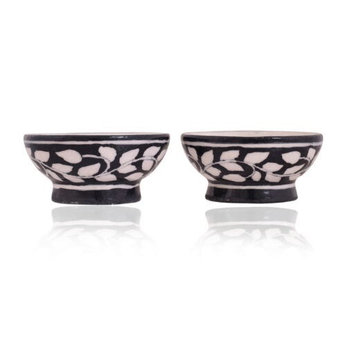 Black-White Blue Pottery Bowls (set of 2)