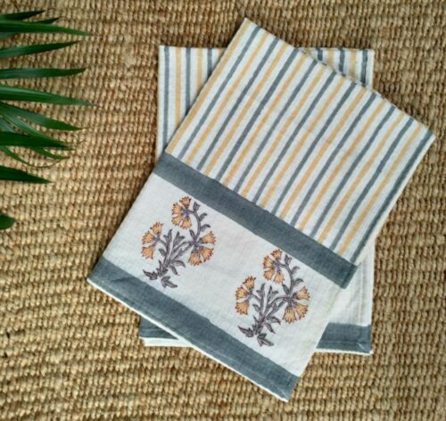 Grey-Striped Luxury Hand and Face Towel