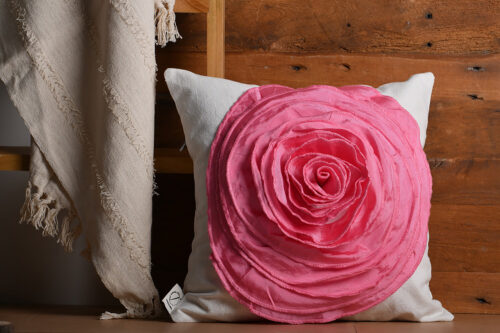 Ruffled Rose Cushion Cover